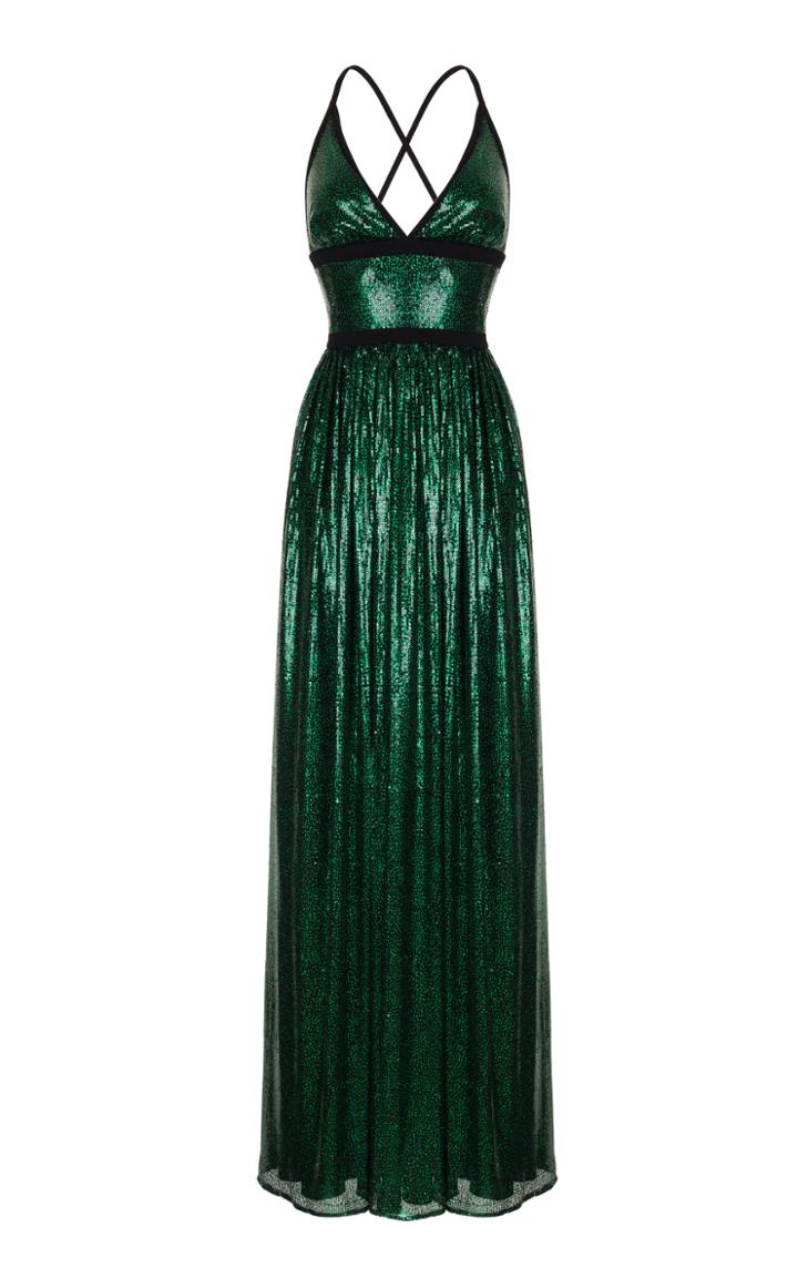 Rasario Sequin Embroidered Mesh Gown