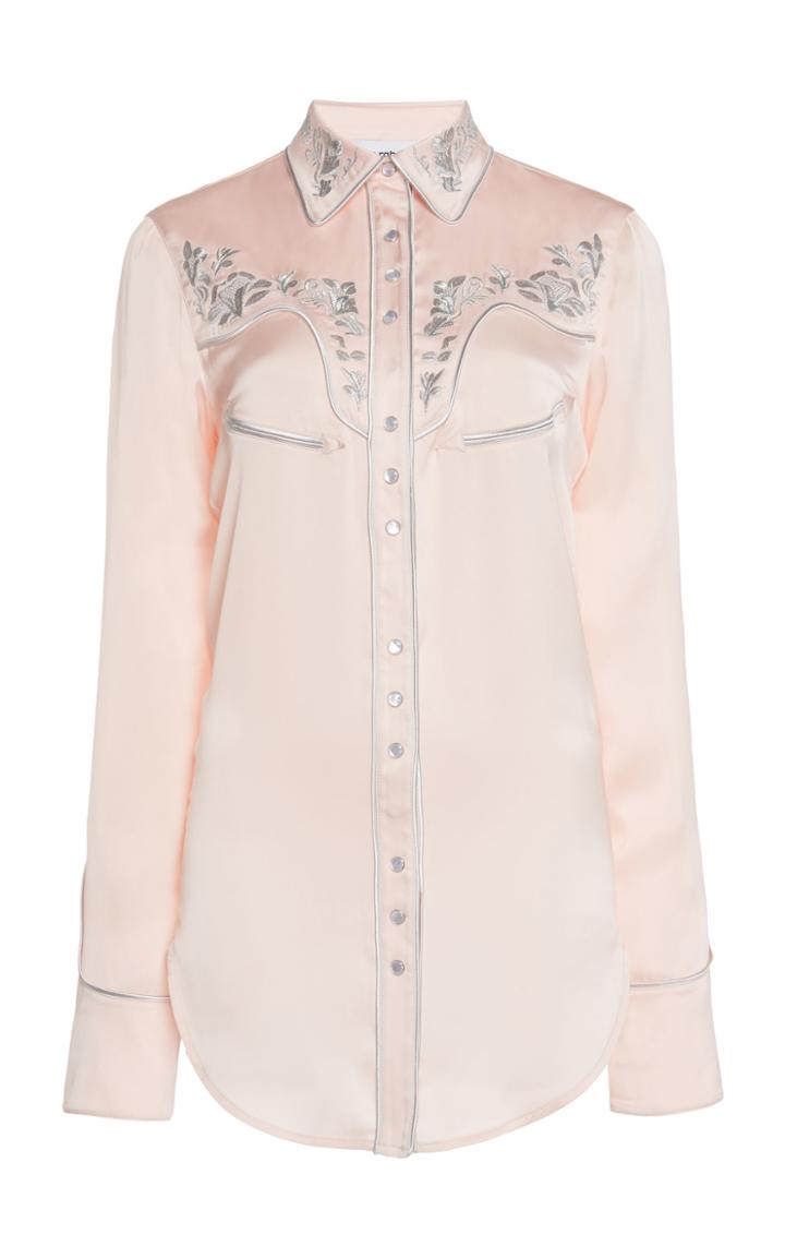 Paco Rabanne Satin Embroidered Button Down Shirt