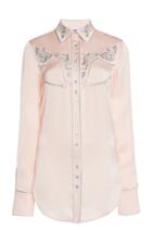 Paco Rabanne Satin Embroidered Button Down Shirt