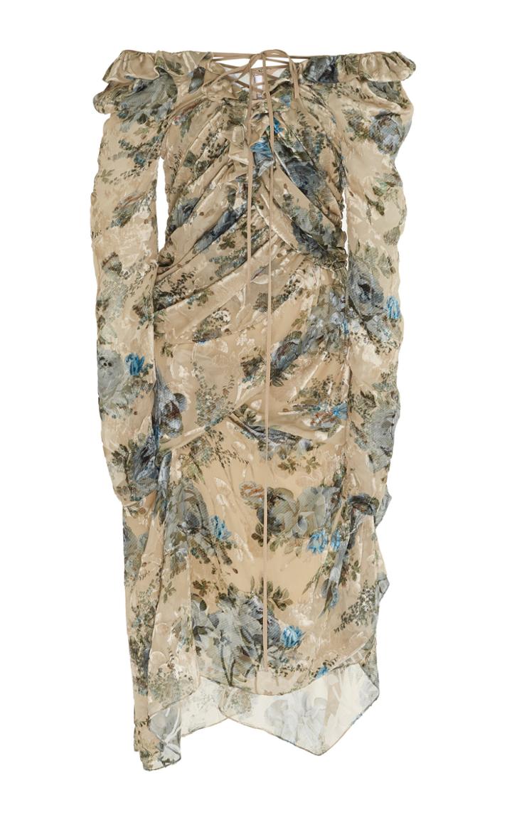 Preen By Thornton Bregazzi Off-the-shoulder Velvet Devore Skirt