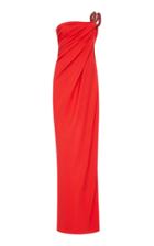 Oscar De La Renta One Shoulder Crystal Strap Gown