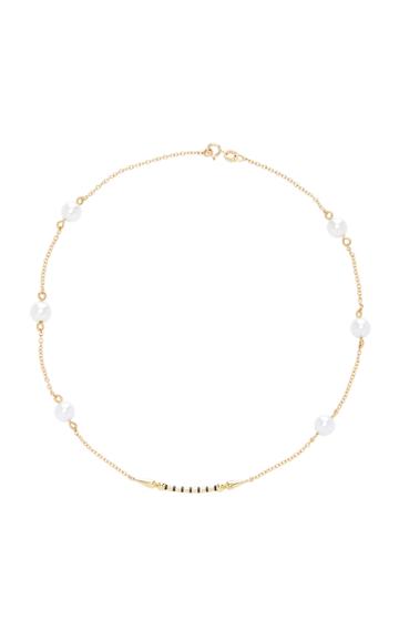 Sarah Hendler 18k Gold Enamel And Pearl Necklace