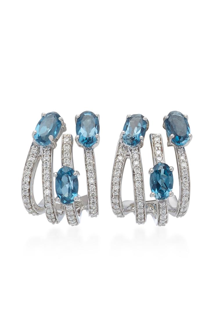 Hueb Spectrum 18k White Gold And Topaz Earrings