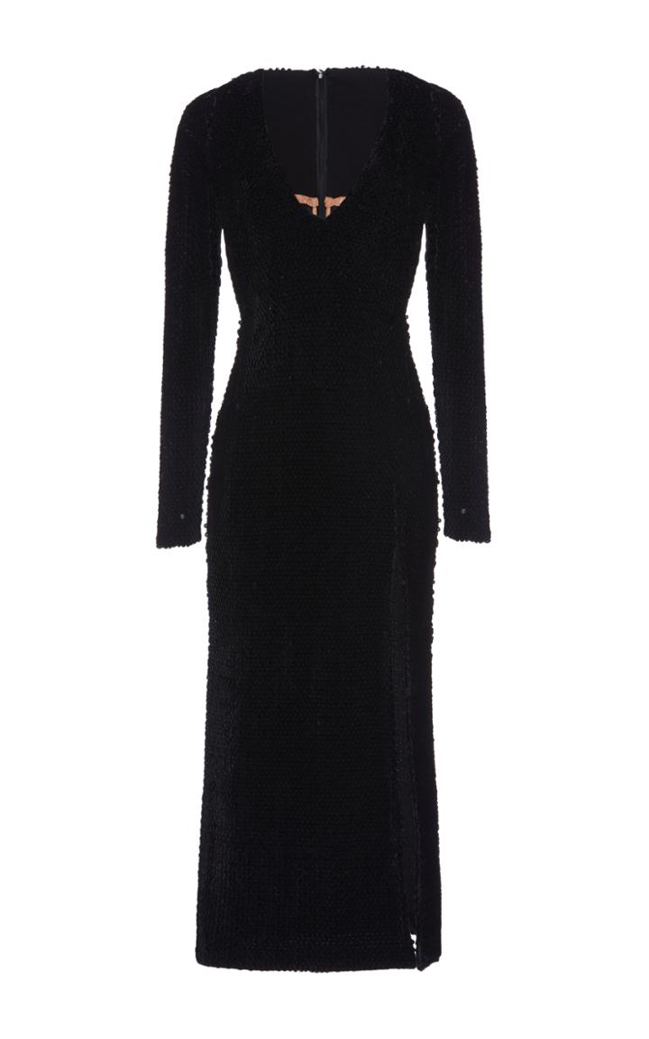 Maria Lucia Hohan Lyam Velvet Sequined Long Sleeve Dress