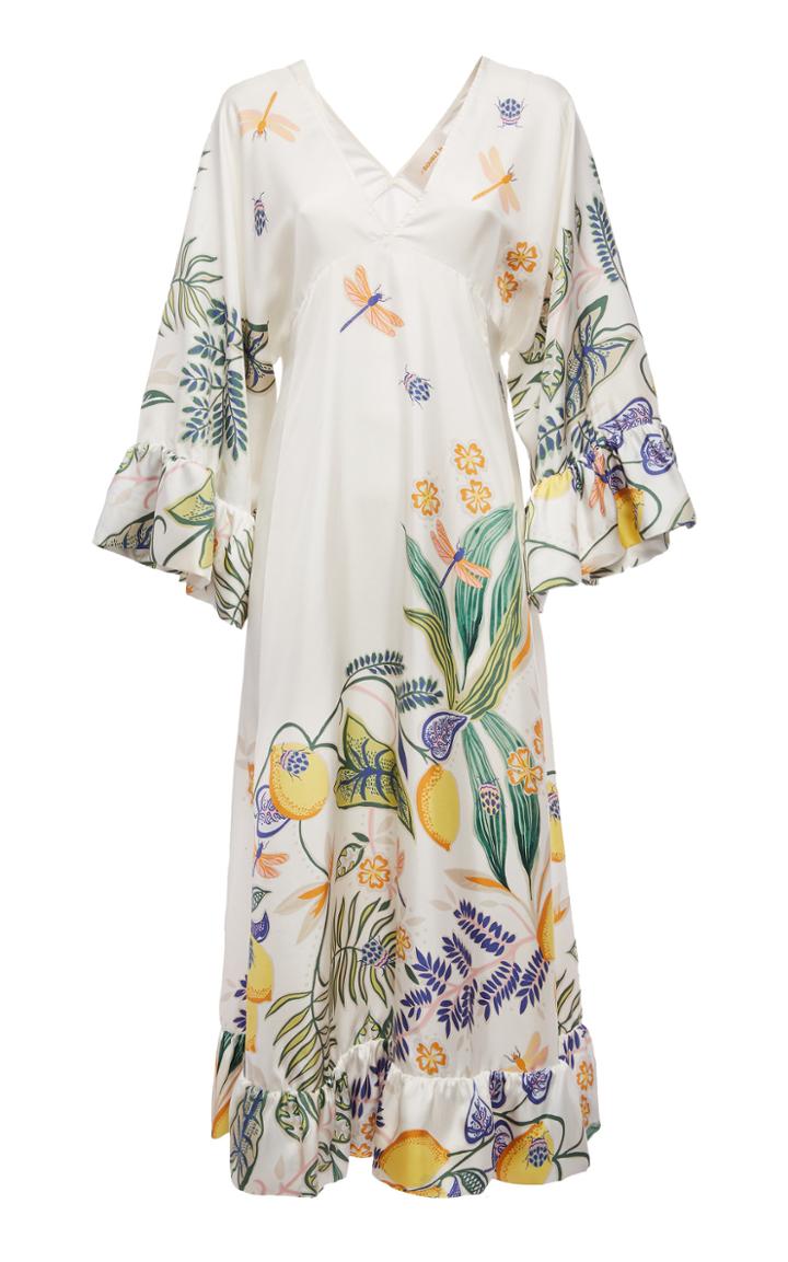 Moda Operandi La Doublej Tangier Printed Silk Caftan Size: Xs