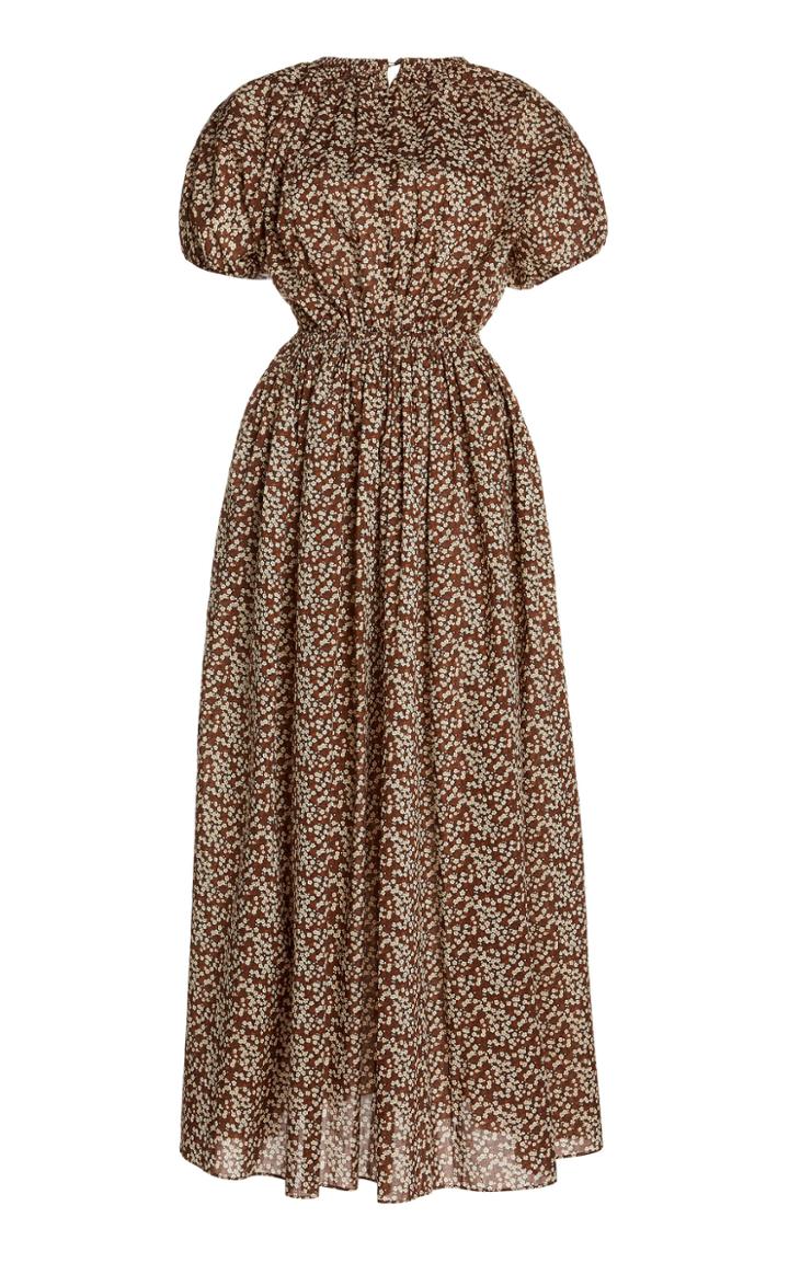 Moda Operandi Matteau Cocoon Floral Cotton Voile Maxi Dress