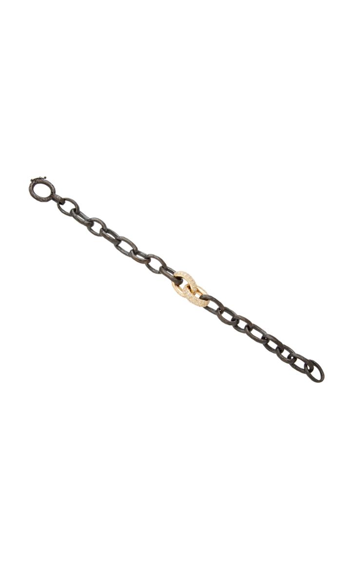 Nancy Newberg Oxidized Silver And Yellow Gold Hammered Link Bracelet