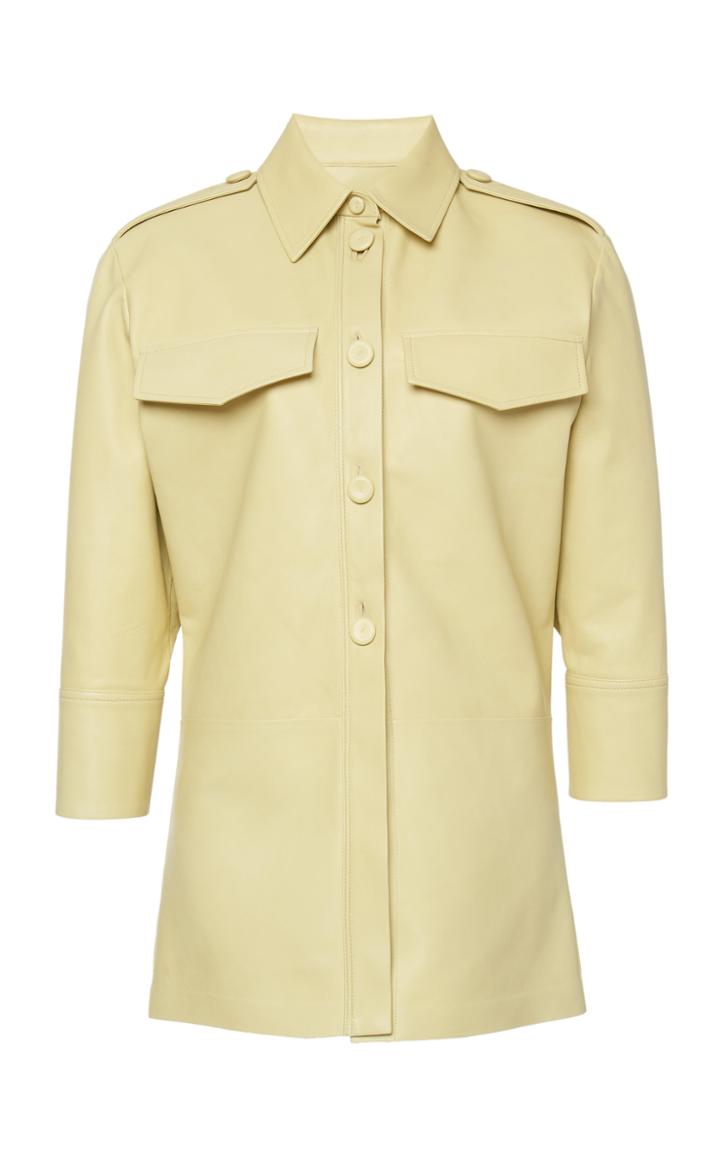 Moda Operandi Jil Sander Long Sleeve Leather Shirt