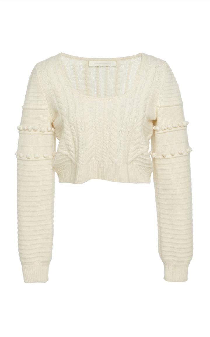Jonathan Simkhai Embroidered Wool Crop Sweater