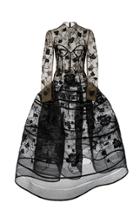 Oscar De La Renta High-neck Embroidered Lace Gown