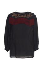 Dundas Embroidered Fringed Satin Top