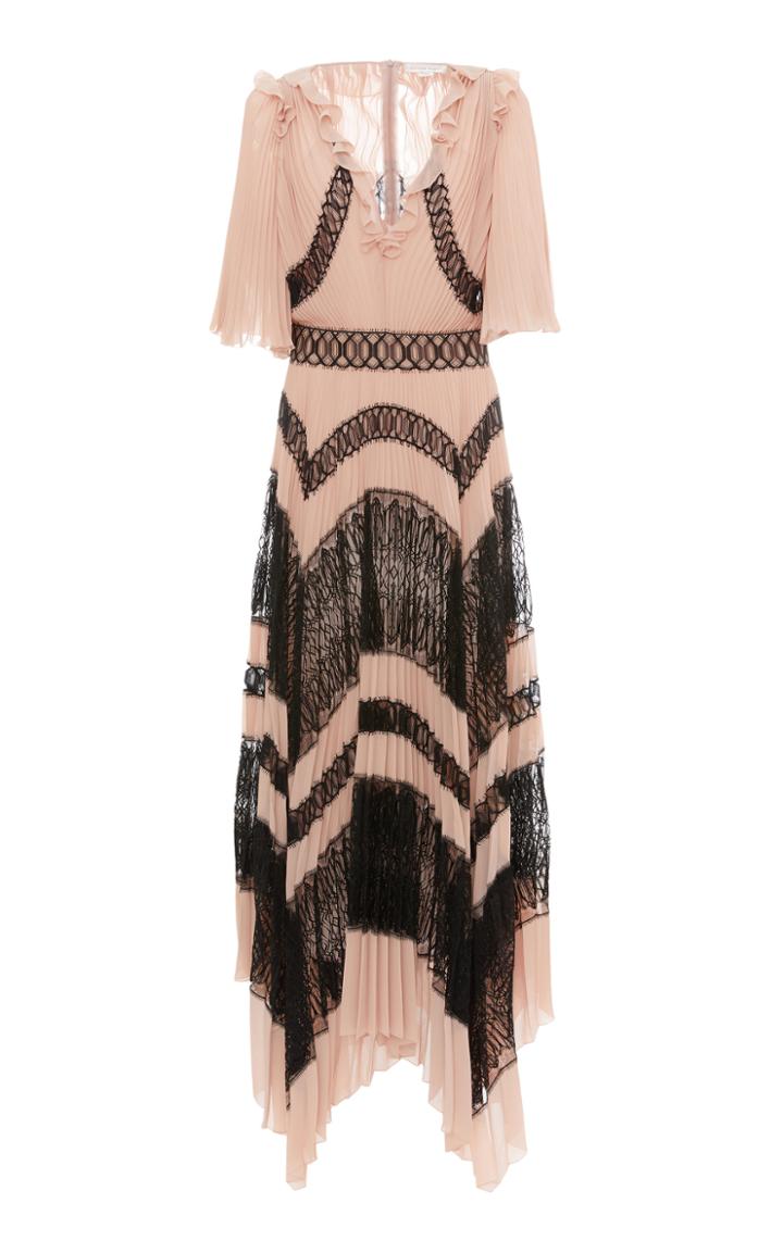 Zuhair Murad Lace-paneled Pleated Crepe Dress