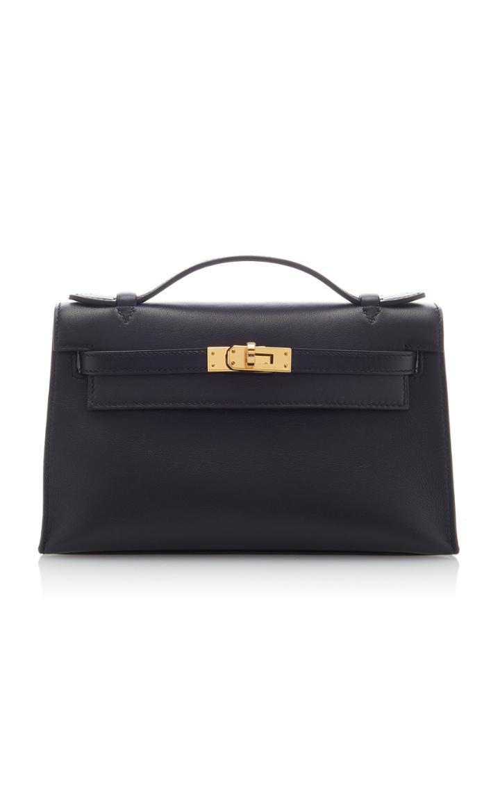 Herms Vintage By Heritage Auctions Herms Black Swift Leather Kelly Pochette