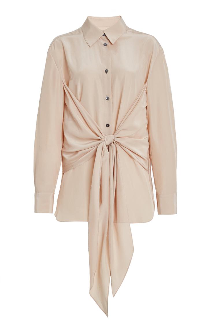 Rokh Tie-knot Satin Button-down Blouse