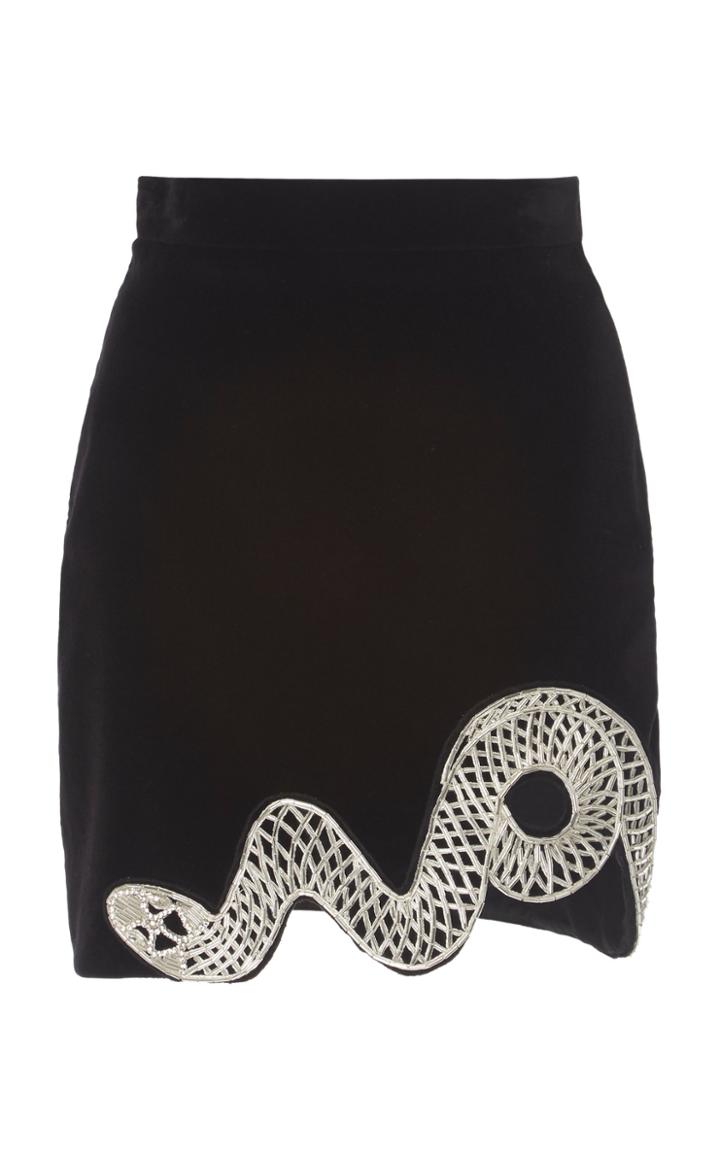 David Koma Snake Embroidered Mini Skirt