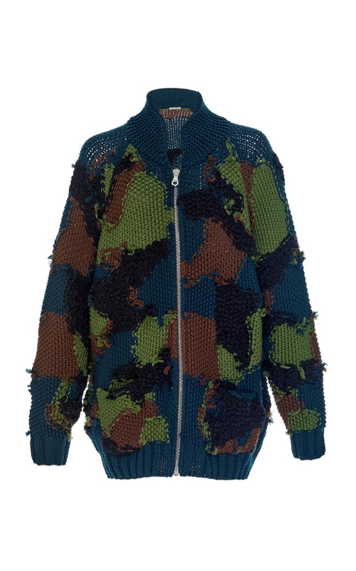 Miu Miu Zip-up Camouflage Cardigan