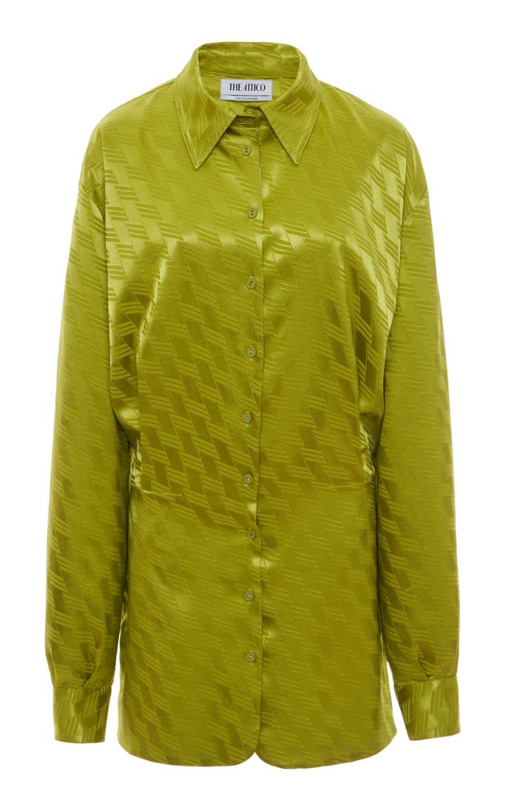 Moda Operandi Attico Plunge Open Neck Shirt Dress