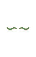 Sabine Getty Yellow Gold Wave Stud With Tsavorite