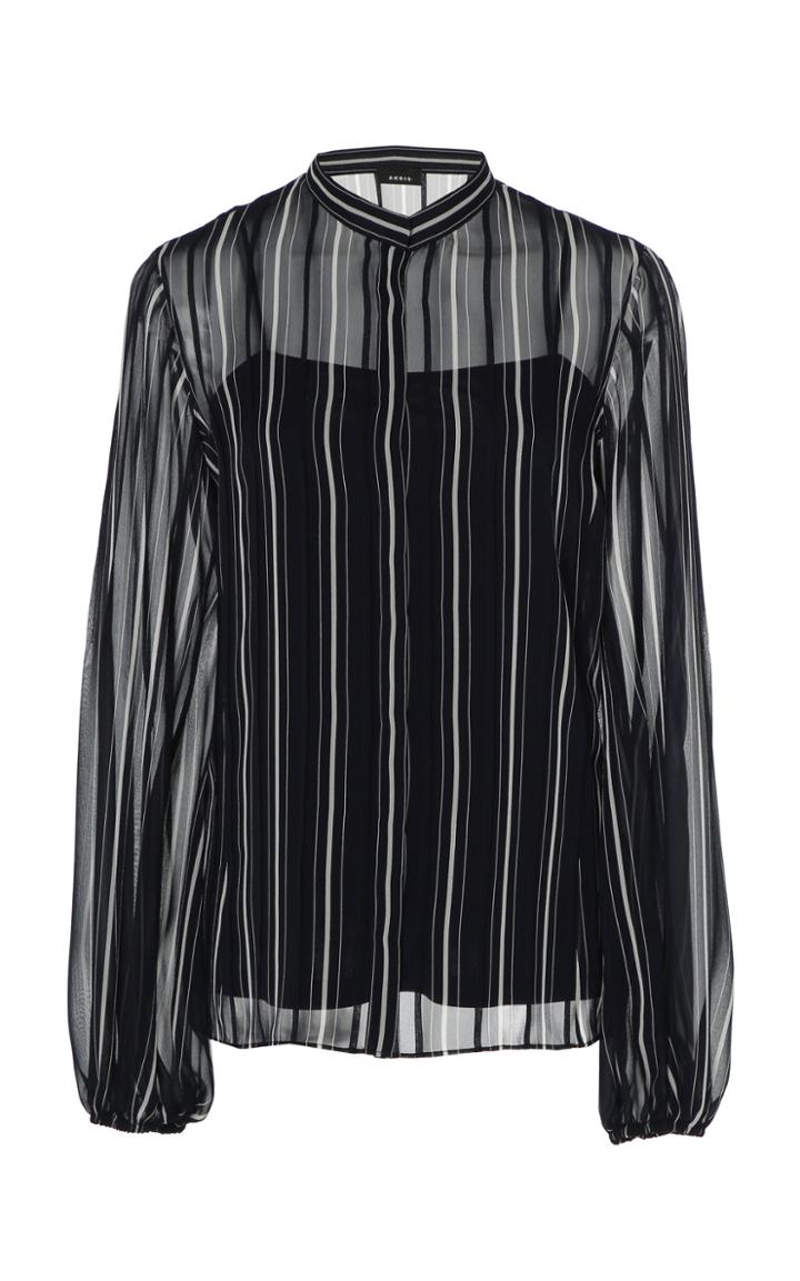 Akris Pintstripe Silk-georgette Blouse