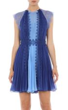 Moda Operandi Alberta Ferretti Lace-trimmed Pleated Silk Chiffon Mini Dress