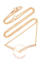 Yael Sonia Deco Quartz, Diamond 18k Rose Gold Necklace