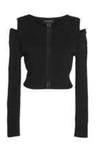 Saloni Cutout Shoulder Eyelet Knit Top
