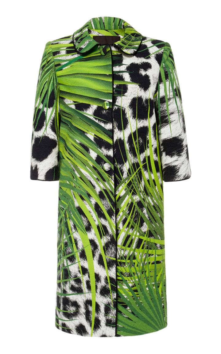 Naeem Khan Jungle Animal Print Cropped Sleeve Jacket