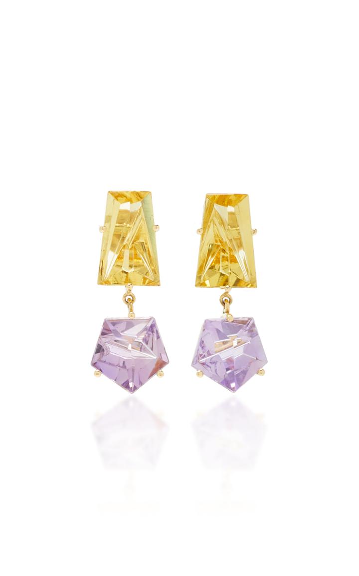 Misui 18k Gold, Amethyst And Beryl Earrings