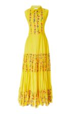 Carolina K Nia Pleated Floral Cotton-blend Maxi Dress