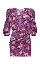 Magda Butrym Faro Ruched Floral-print Silk-satin Mini Dress