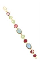 Bahina 18k Gold Labradorite Praynite And Ruby Bracelet