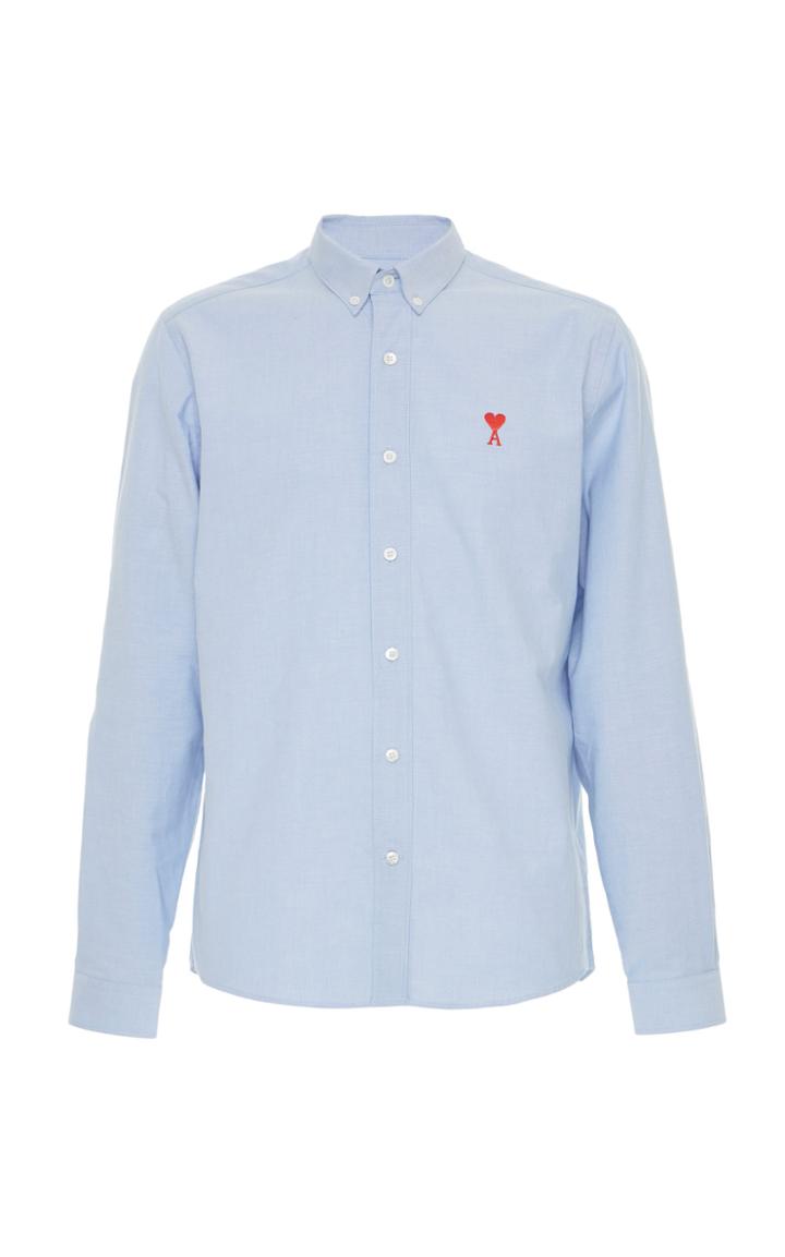 Ami Embroidered Logo Cotton Oxford Shirt