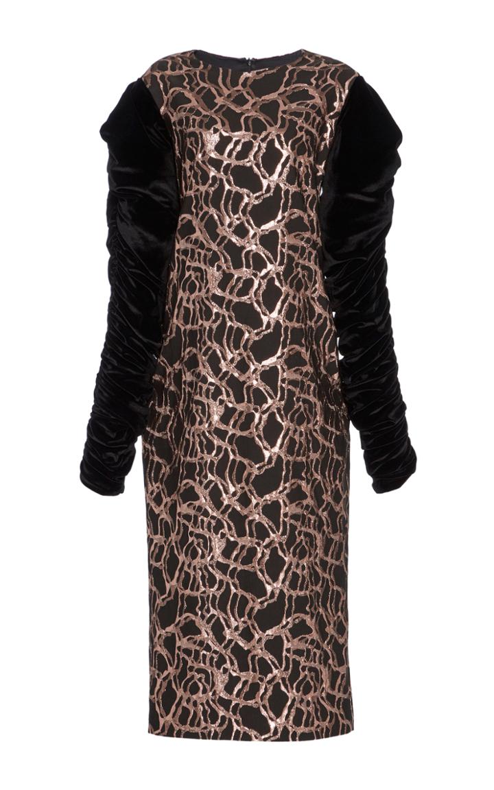 Christian Siriano Ruched Long Sleeve Dress