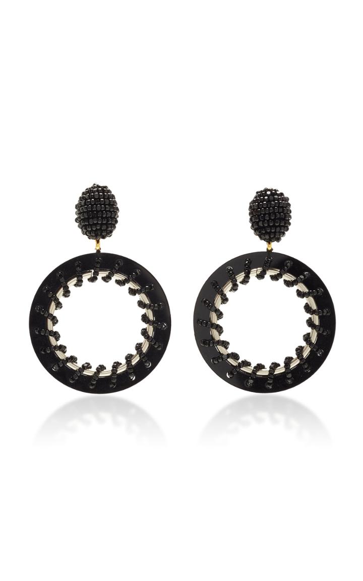 Oscar De La Renta Gold-tone And Beaded Hoop Earrings