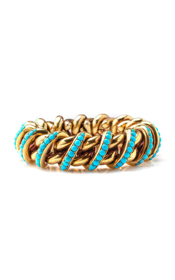 Moda Operandi Stephen Russell 18k Yellow Gold & Turquoise Bracelet