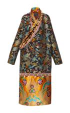 Etro Embroidered Robe Coat With Fur Trim