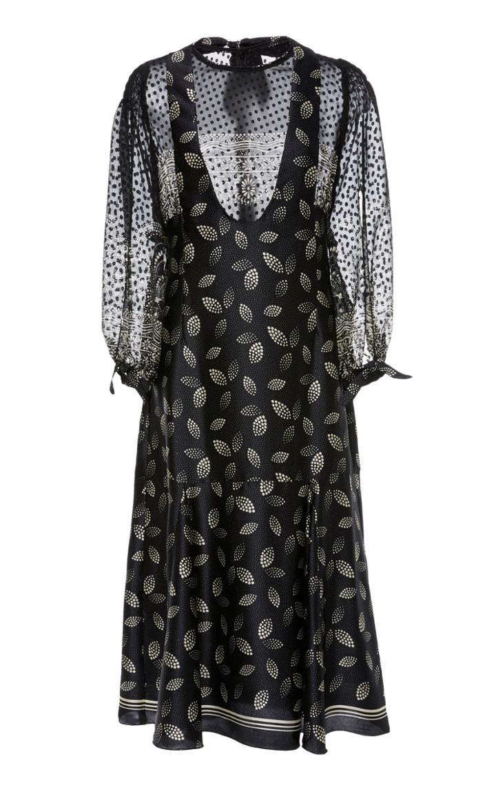 Anna Sui Dotted Leaves Charmeuse Dress