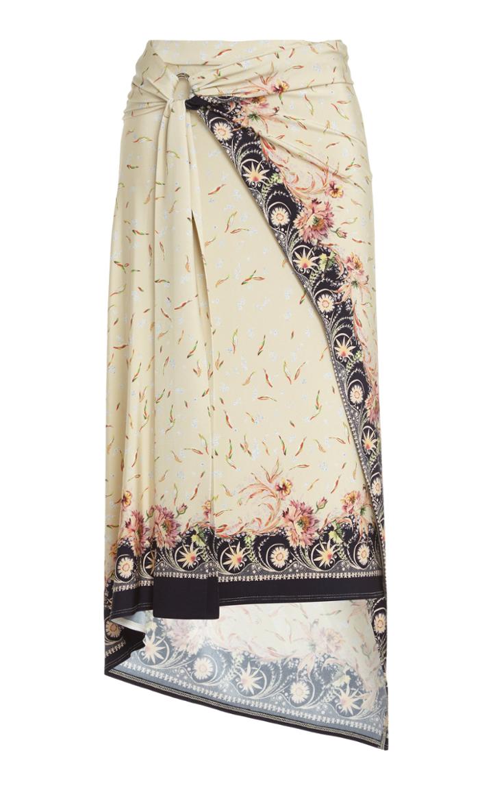 Paco Rabanne Asymmetric Printed Stretch-crepe Midi Skirt
