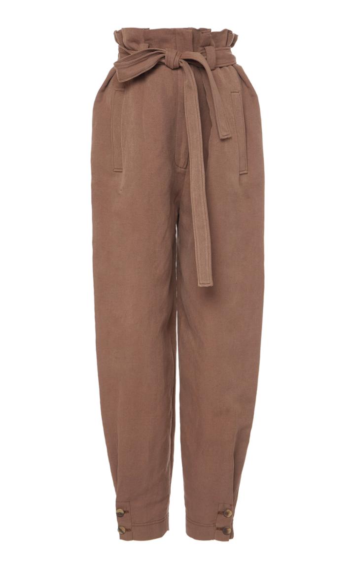 Moda Operandi Alberta Ferretti Silk And Linen Paperbag Waist Trouser Size: 38