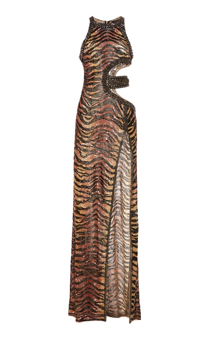 Dundas Sequined Tiger Cutout Gown