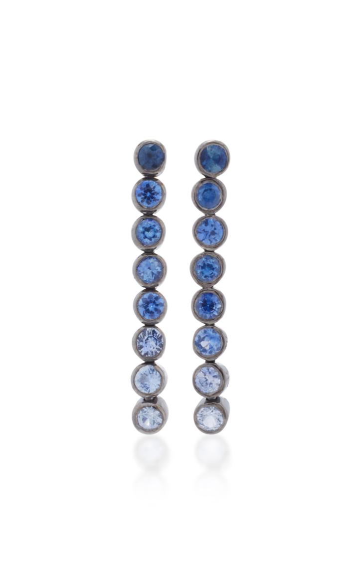 She Bee Rhodium-plated Blue Sapphire Drop Earrings