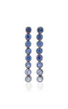 She Bee Rhodium-plated Blue Sapphire Drop Earrings