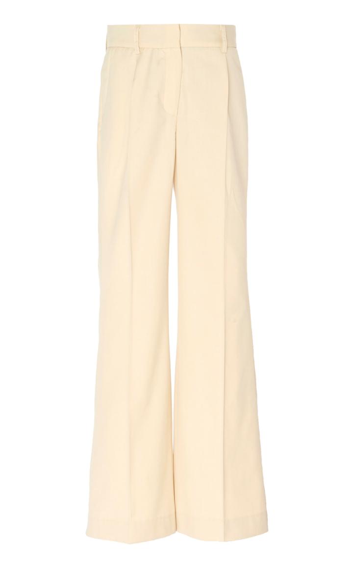 Wynn Hamlyn Operator Pintucked Wool-blend Flared Pants