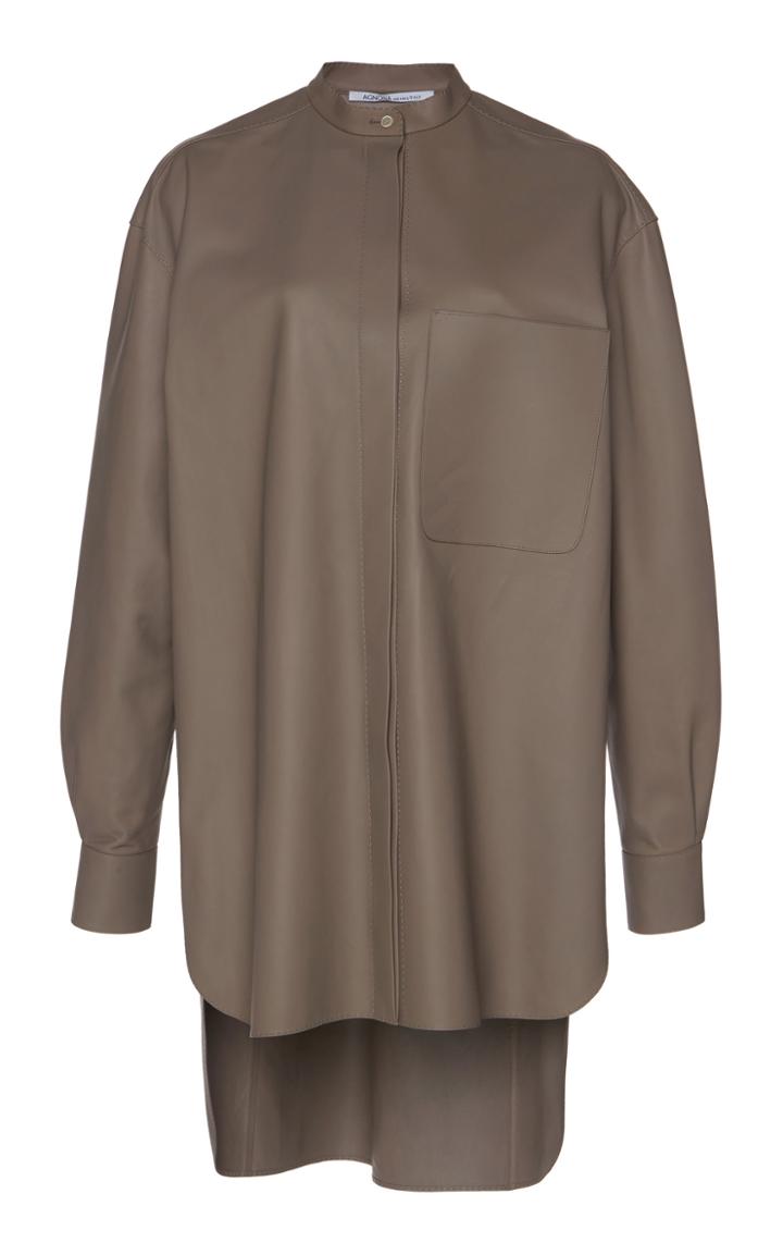 Agnona Oversized Leather Long Sleeve Shirt