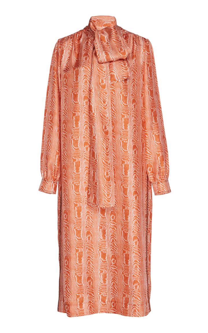 Marni Printed Silk Scarf Neck Midi Dress