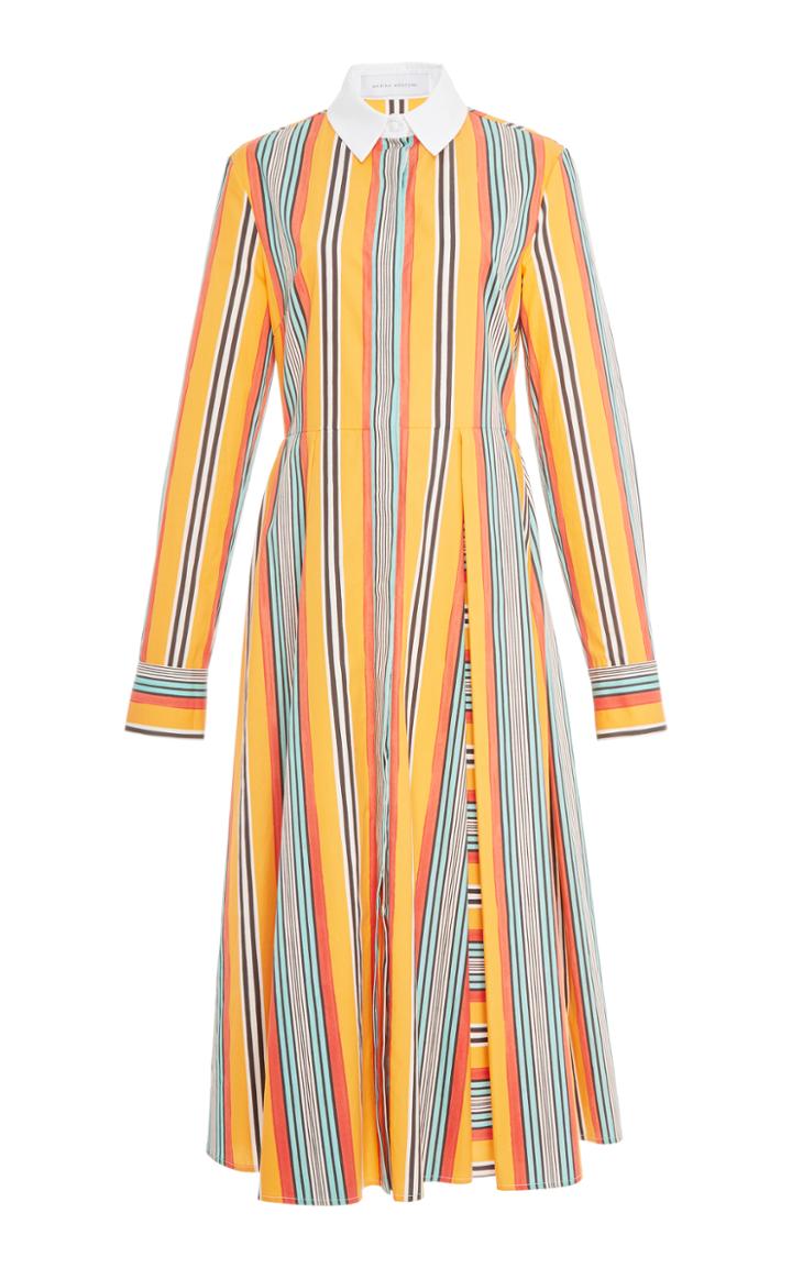 Marina Moscone Pleated Cotton Poplin Shirtdress
