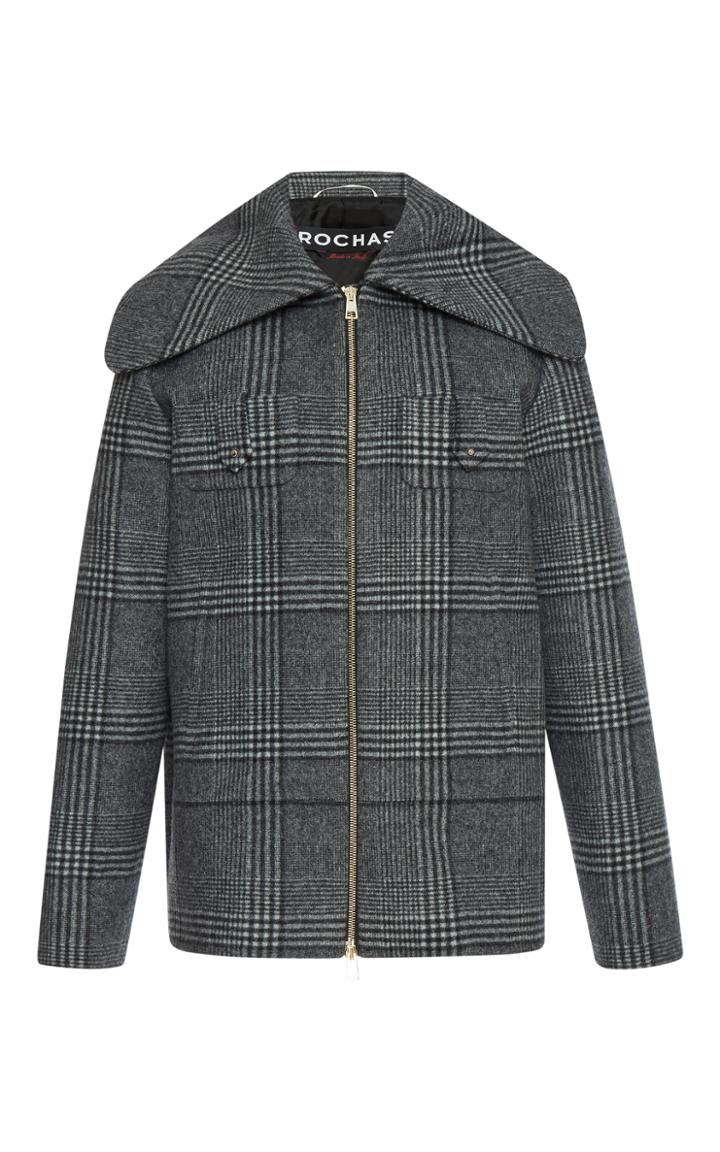 Rochas Plaid Wide Collar Jacket