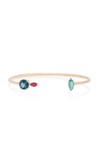 Carolina Neves 18k Gold Multi-stone Rose Detail Bracelet