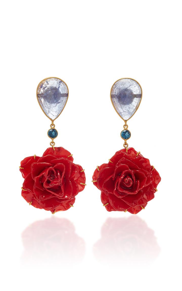 Bahina 18k Gold Tanzanite Topaz And Rose Earrings