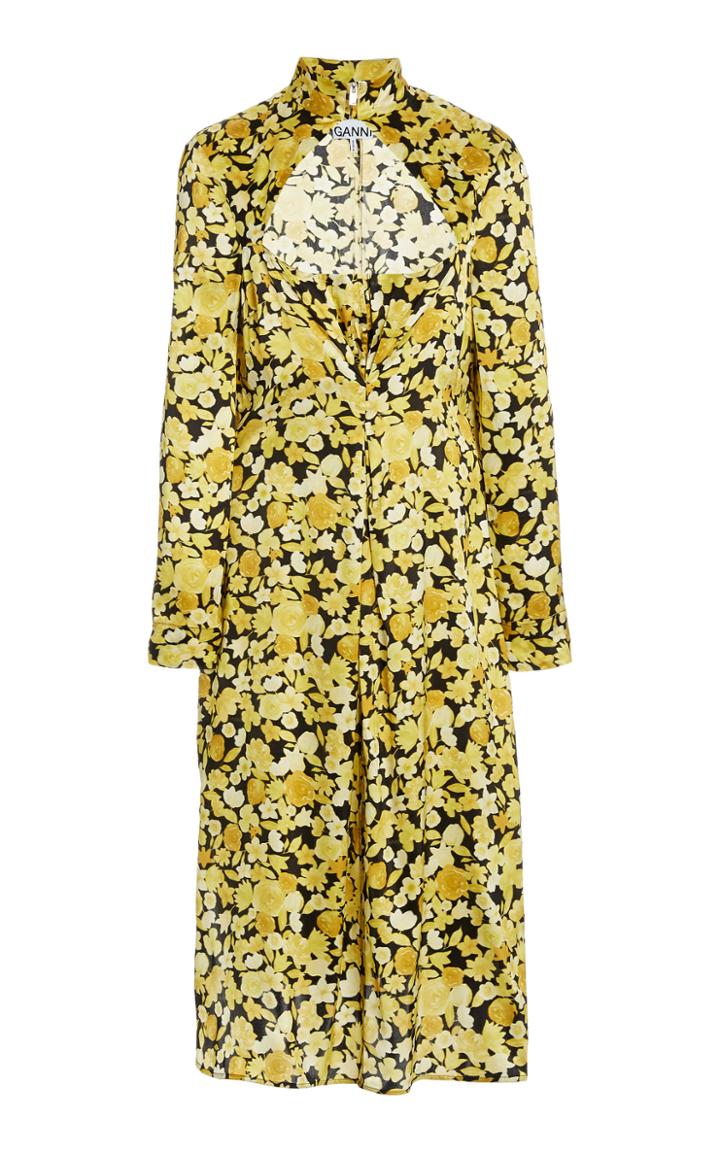 Moda Operandi Ganni Printed Silk-satin Dress